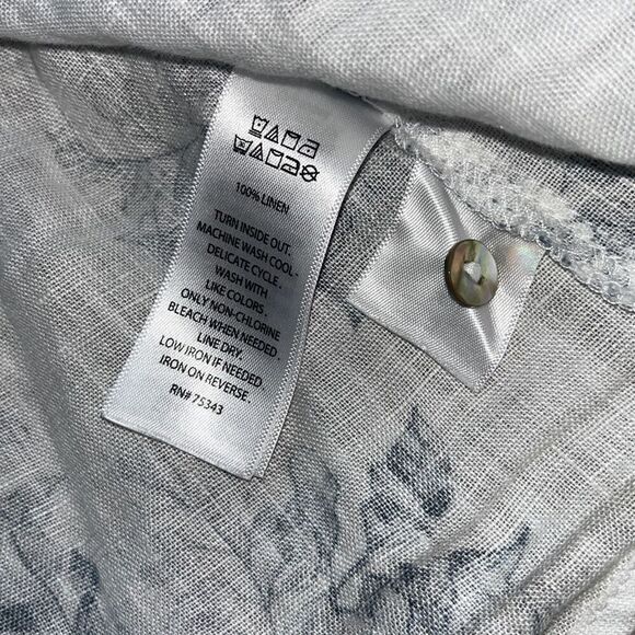 Beautiful Rachel Zoe Linen Shirt Floral Long Sleeve Button Down Top 100% Linen - Picture 11 of 14